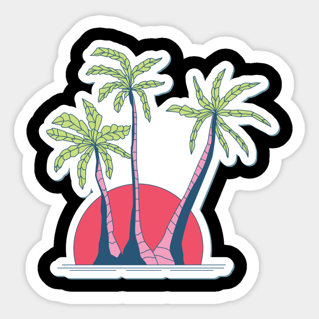 Palm Tree Sunset Sticker by fromherotozero